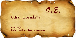 Odry Elemér névjegykártya
